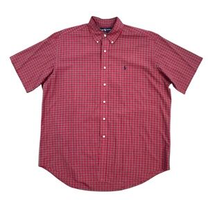 Ralph Lauren Blake Short Sleeve Dress Button Down Shirt Men's Large Preppy Plaid
